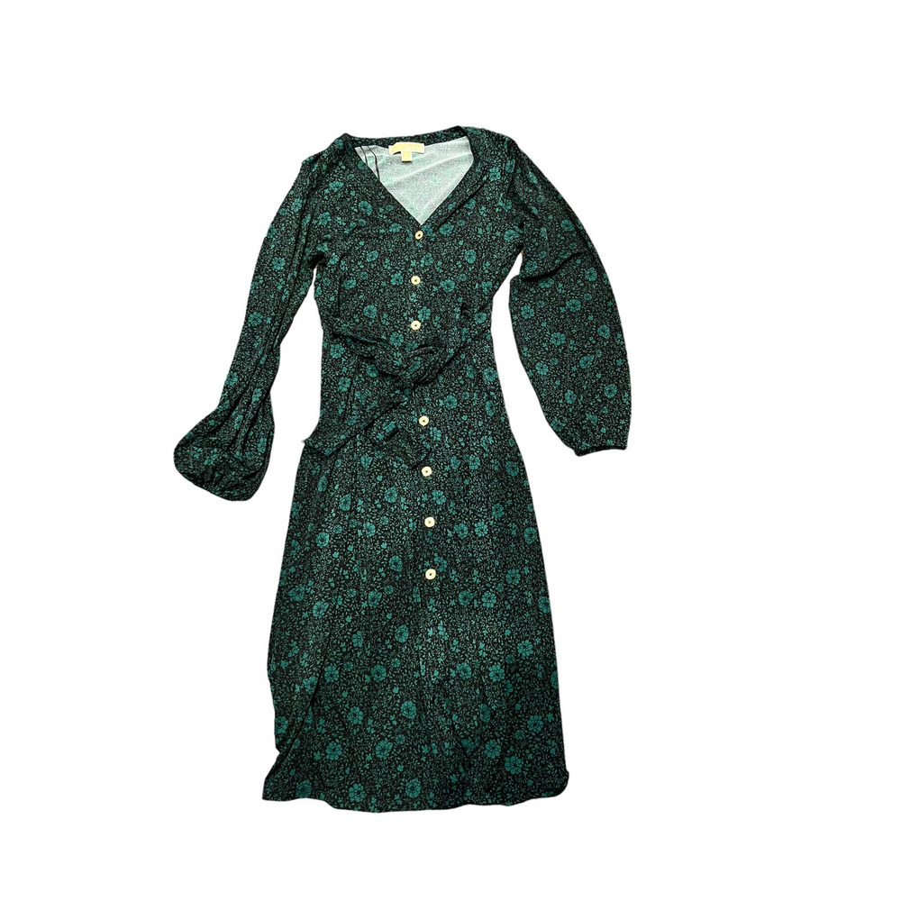 Michael Kors Green Floral Midi Dress